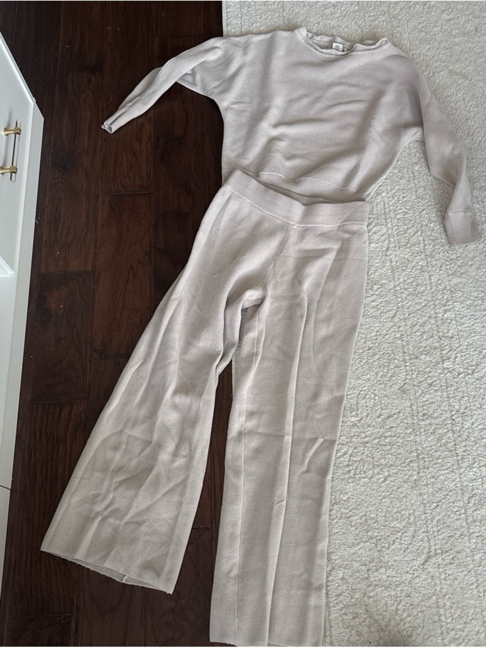 Cozy Wide-Leg Knit Pants - Cream